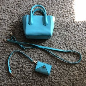 Dagne Dover Tiny Petite Tote in Aqua Blue